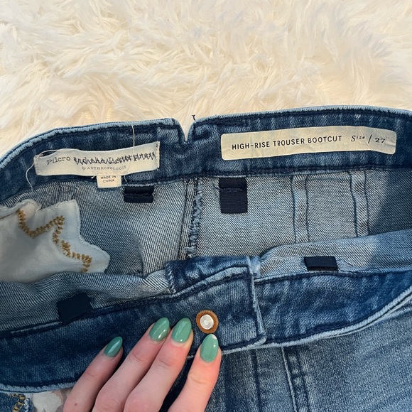 Pilcro Anthropologie high rise rose patch bootcut trouser jeans size 27 - Picture 9 of 11